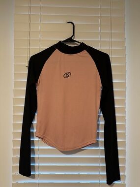 Black & Dusty Pink Long Sleeve Raglan Top